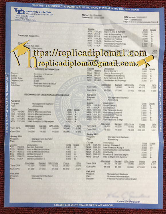 university of Buffalo transcript