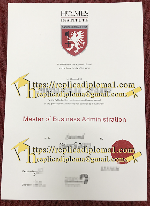 free sample of Holmes Institute diploma from replicadiploma.net