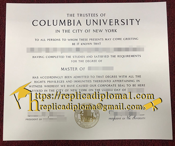 sample of Columbia University degree from replicadiploma.net