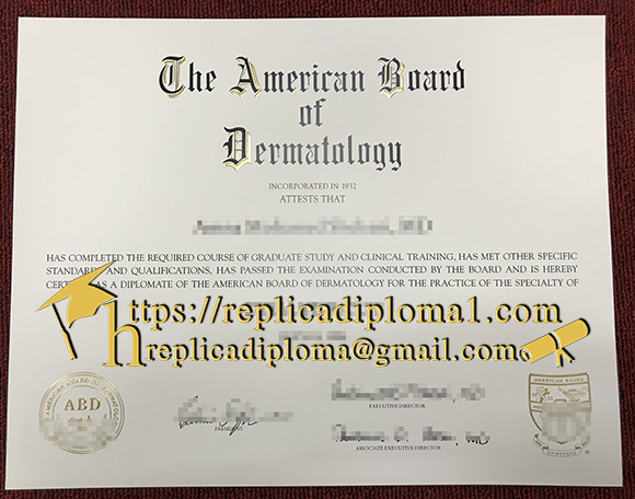 American Board of Dermatology diploma certificate