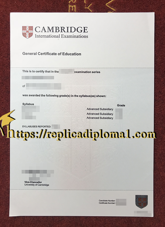 Cambridge GCE certificate
