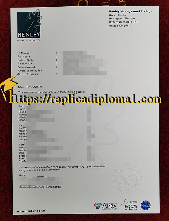 Henley Management College Transcript
